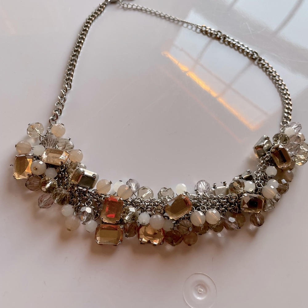 LOFT Silver and Gold Crystal Necklace